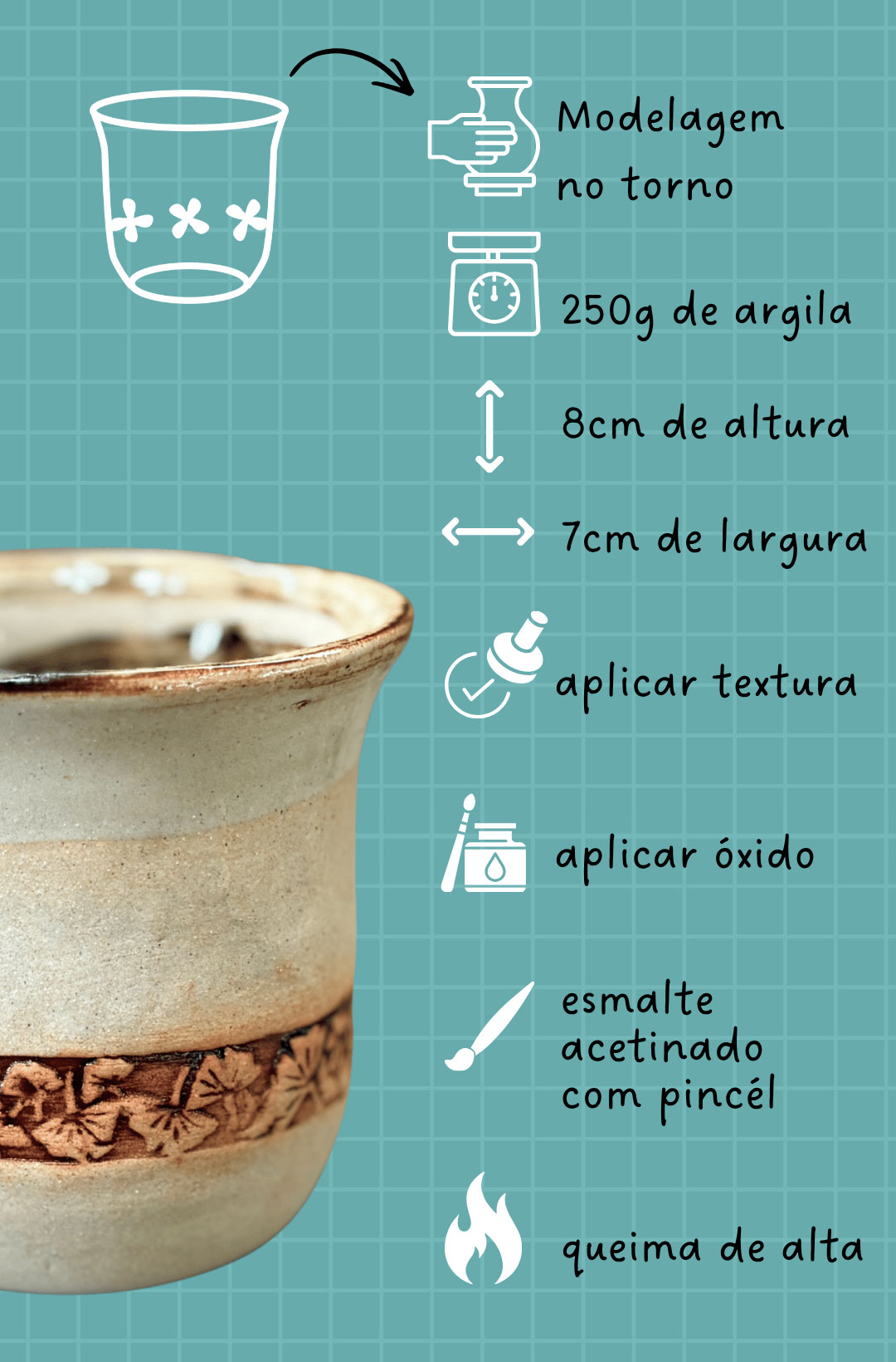 conectar tecnicas para modelar um copo de cerâmica artesanal